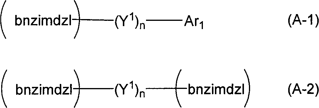 Benzimidazole compound-containing composition and light-emitting device using the composition