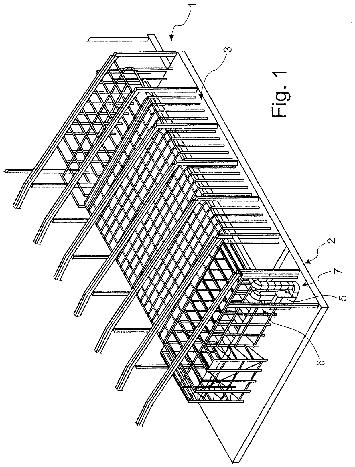 Device for storing objects, in particular for curing objects made of concrete, under defined temperature conditions and humidity conditions