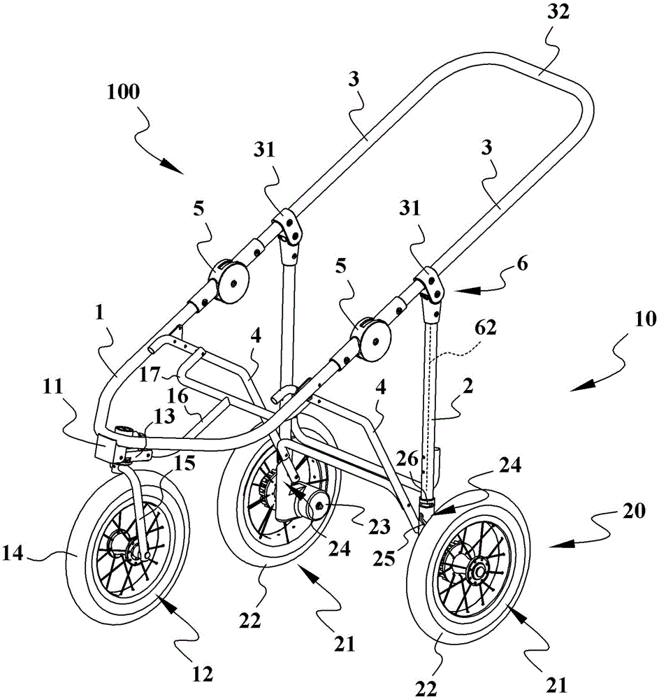 Flat folding mechanism for front and rear wheel sets of baby stroller