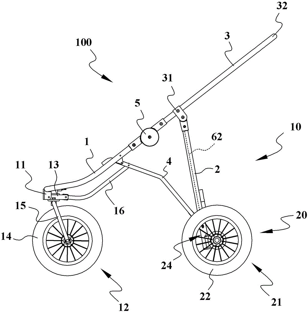 Flat folding mechanism for front and rear wheel sets of baby stroller