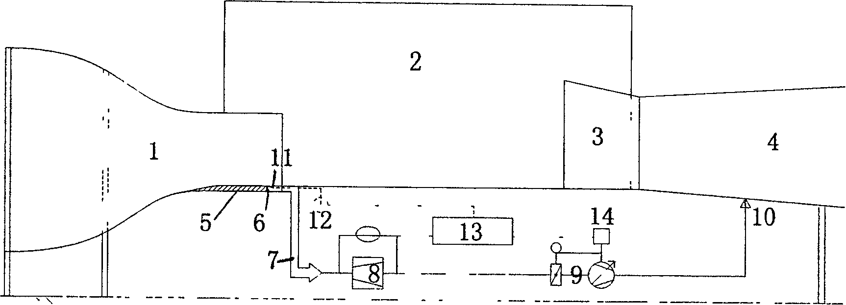 Horizontal pumping system and pumping control method for automobile wind tunnel