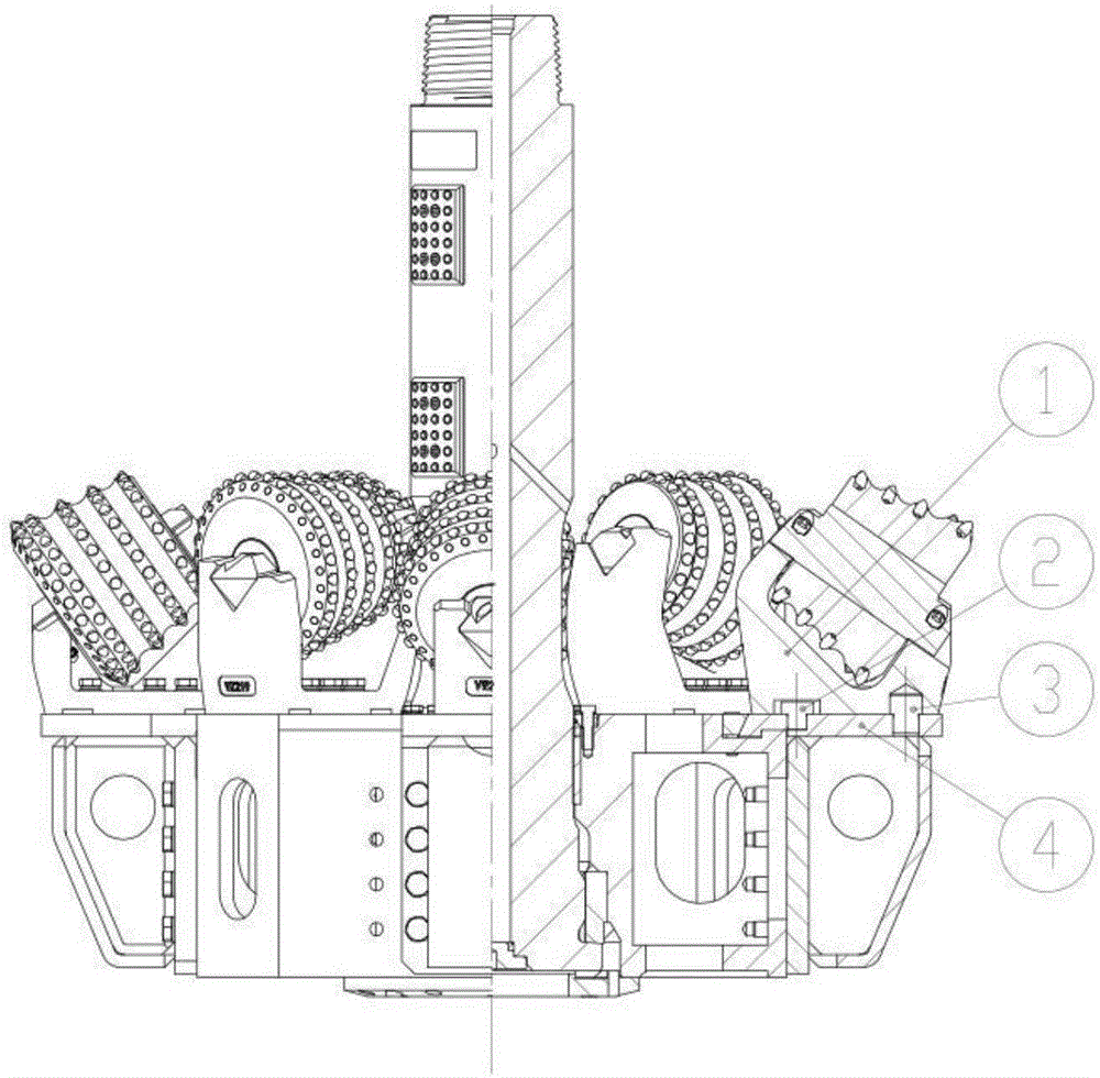 Hobbing cutter seat and key pin combined positioning structure for raise boring machine