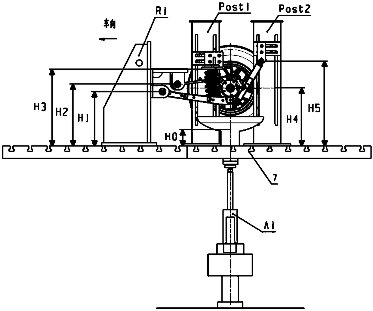 Fatigue endurance test device and method for a multi-link rear suspension axle housing assembly