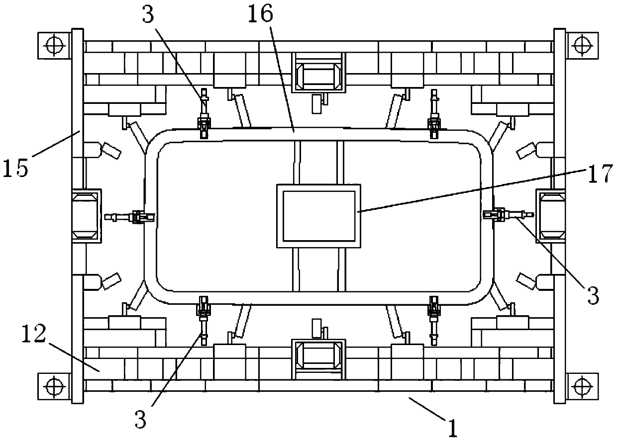 A toughening forming device for digging holes and bending glass plates