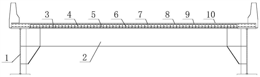 Construction method of cast-in-place steel-concrete composite beam of double-girder longitudinal one-way plate