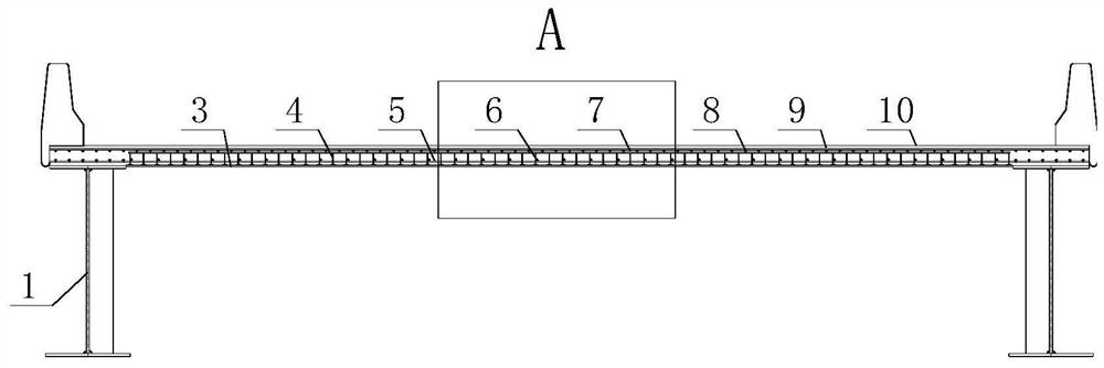 Construction method of cast-in-place steel-concrete composite beam of double-girder longitudinal one-way plate