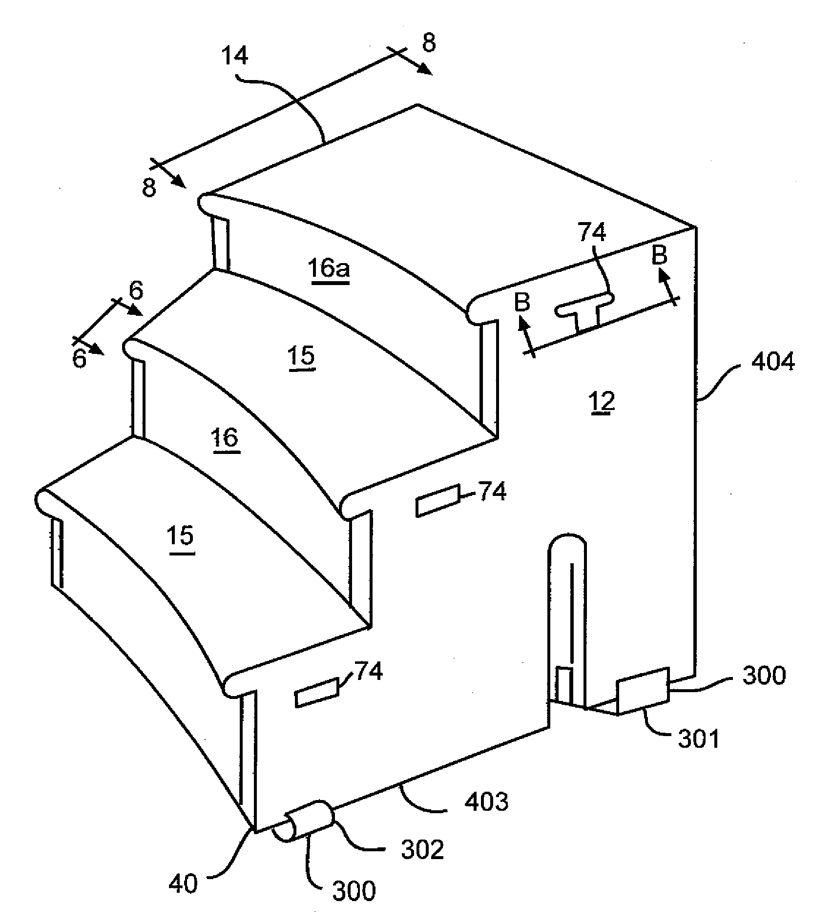 Three/four step ladder with a curve about