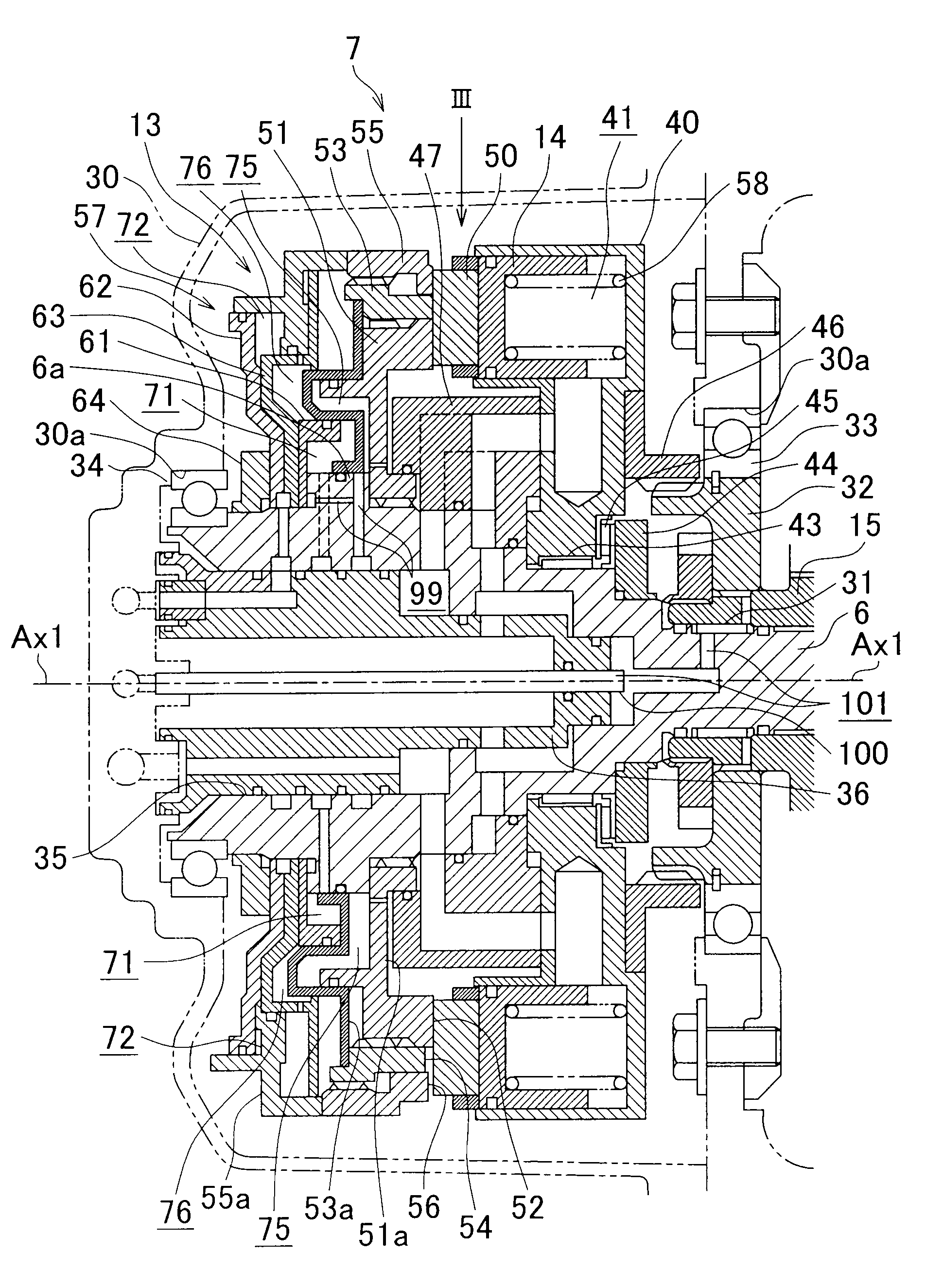 Axial piston pump, and power transmission device with axial piston pump