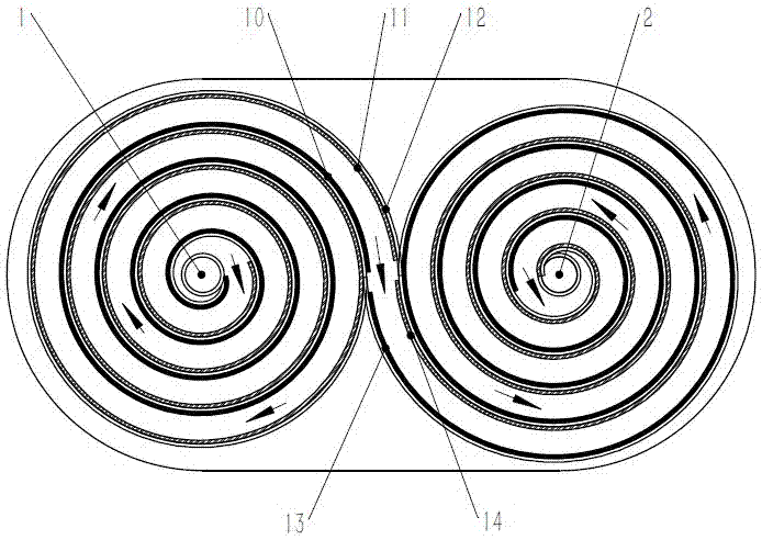 Small-size double vortex-shaped line type electrochemical wastewater heavy metal detection and treatment device