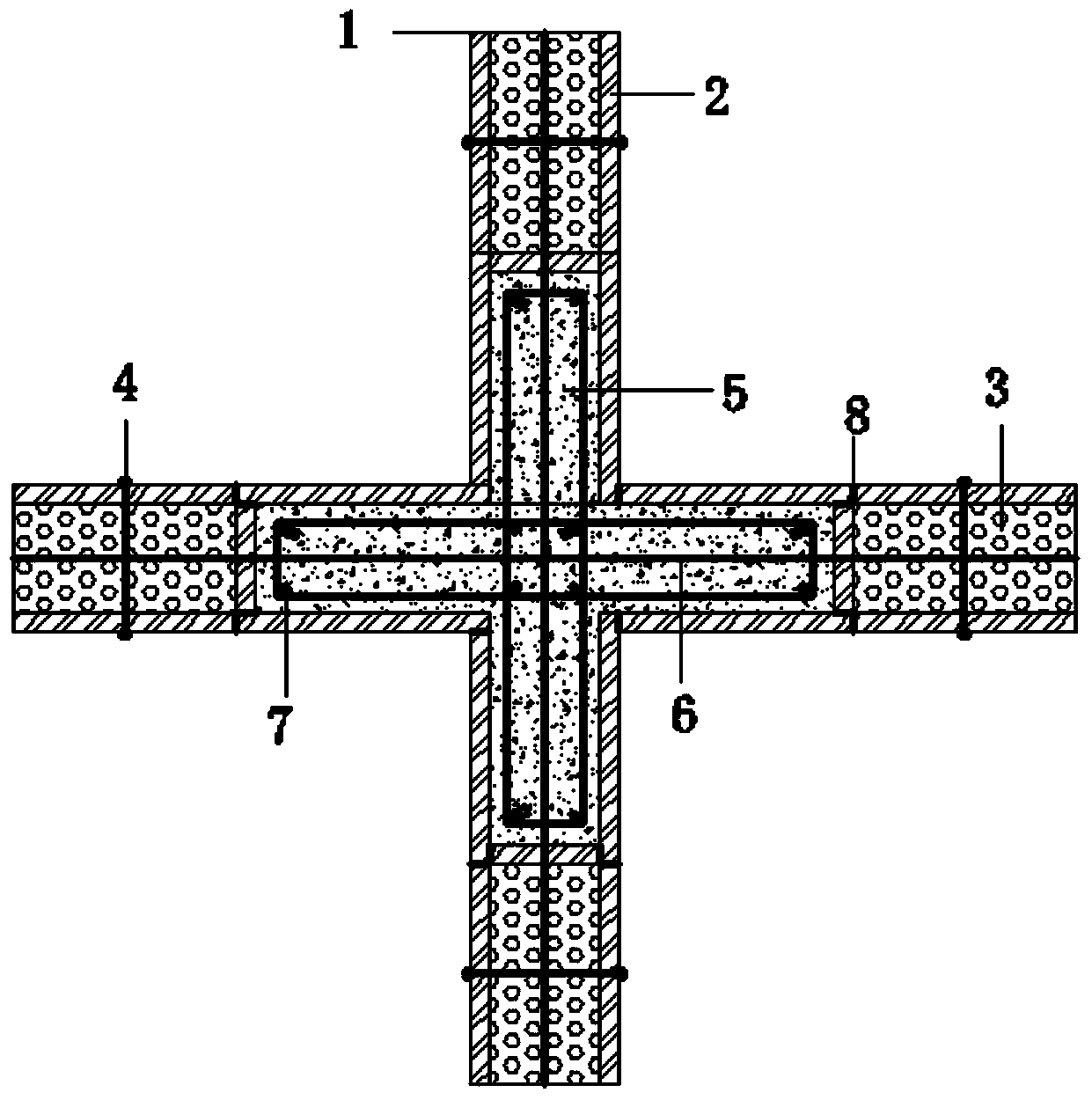 Foamed concrete bearing wall wrapped with wire mesh mortar boards and provided with cross-shaped frame and construction method