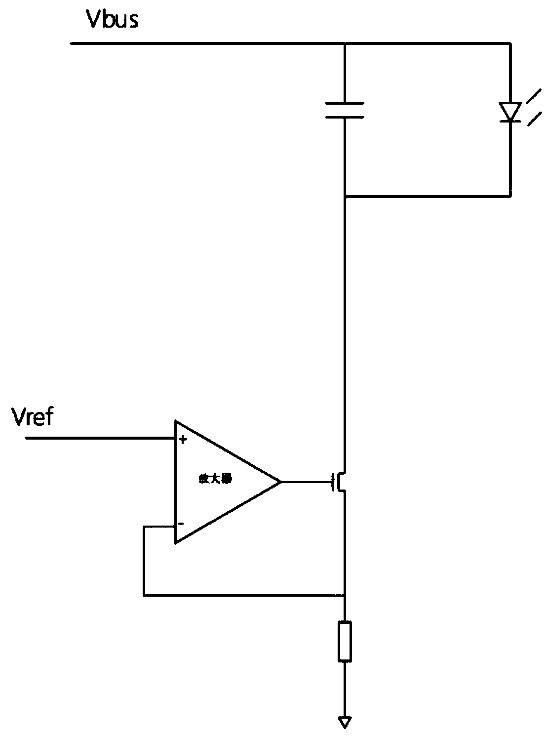 LED (Light Emitting Diode) driving circuit based on power tube safety protection