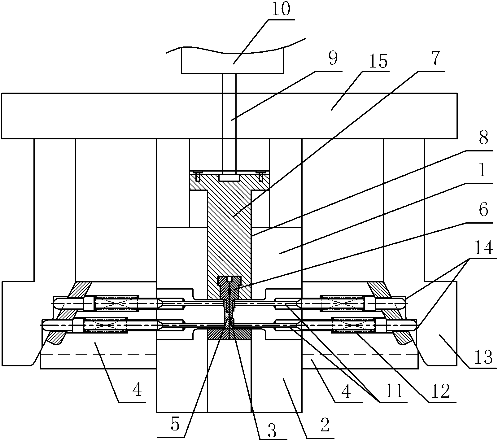 Structure for realizing automatic de-molding of product by utilizing line thimble