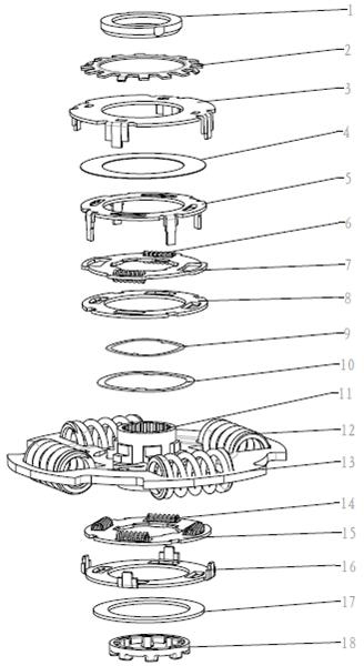 Automobile clutch disc integrated with three vibration dampers