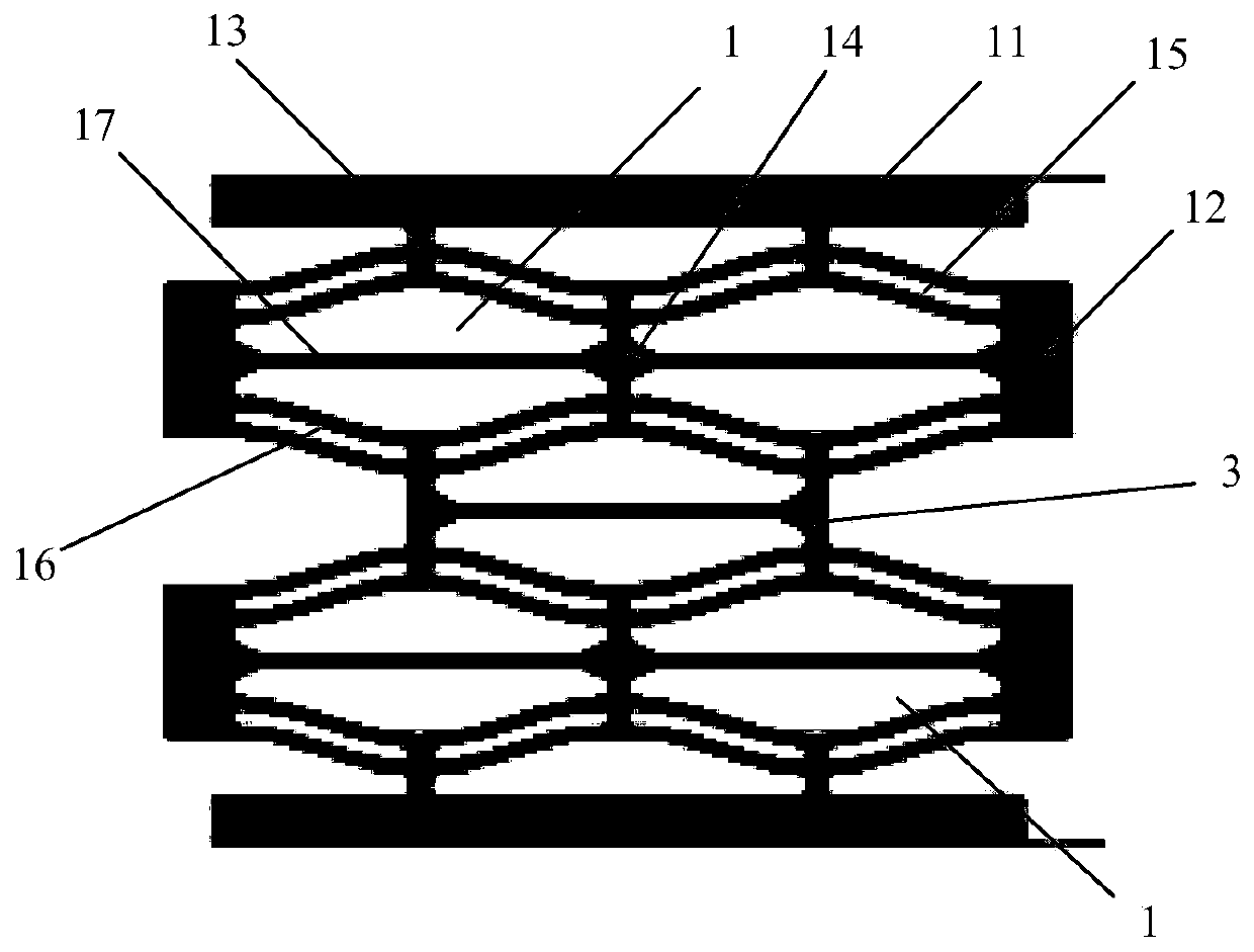 Repulsive force type magnetic force negative stiffness honeycomb structure