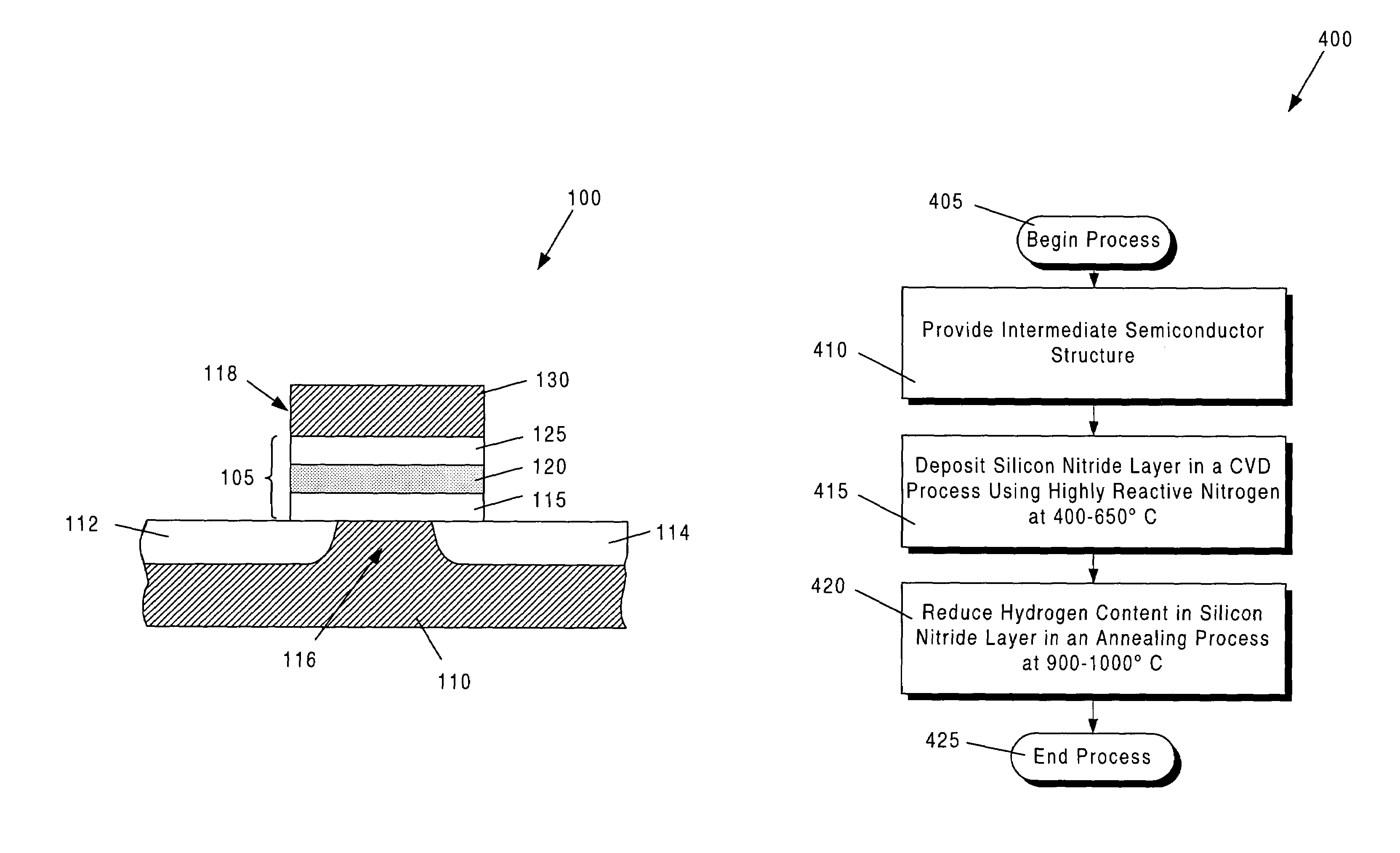 Memory cell structure having nitride layer with reduced charge loss and method for fabricating same