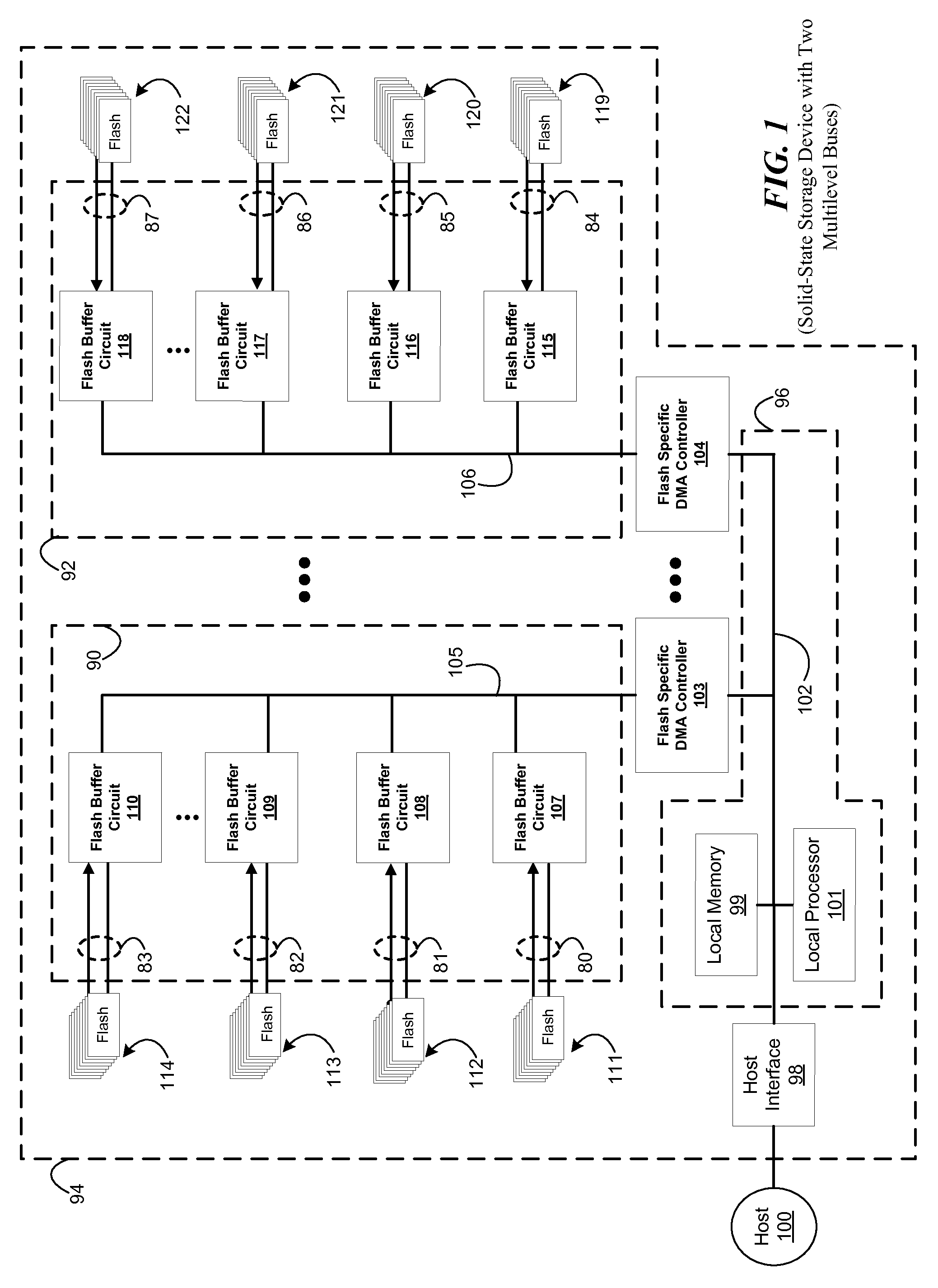 Multilevel memory bus system for solid-state mass storage