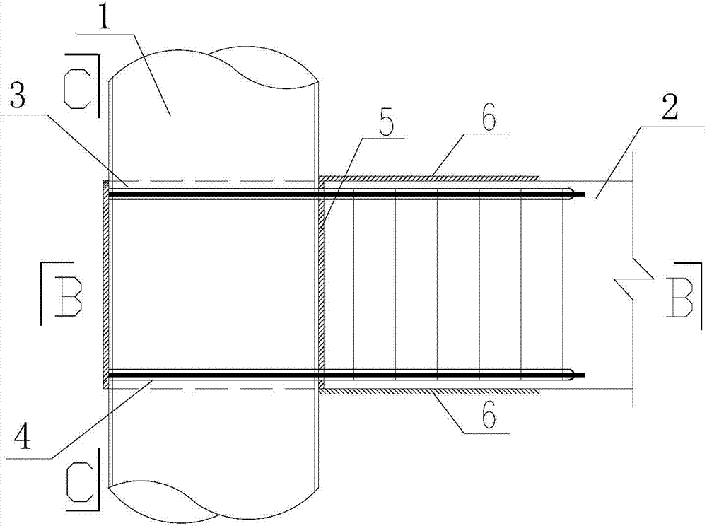 Circular concrete-filled steel tubular column node of unbonded pre-stressing connecting concrete beam