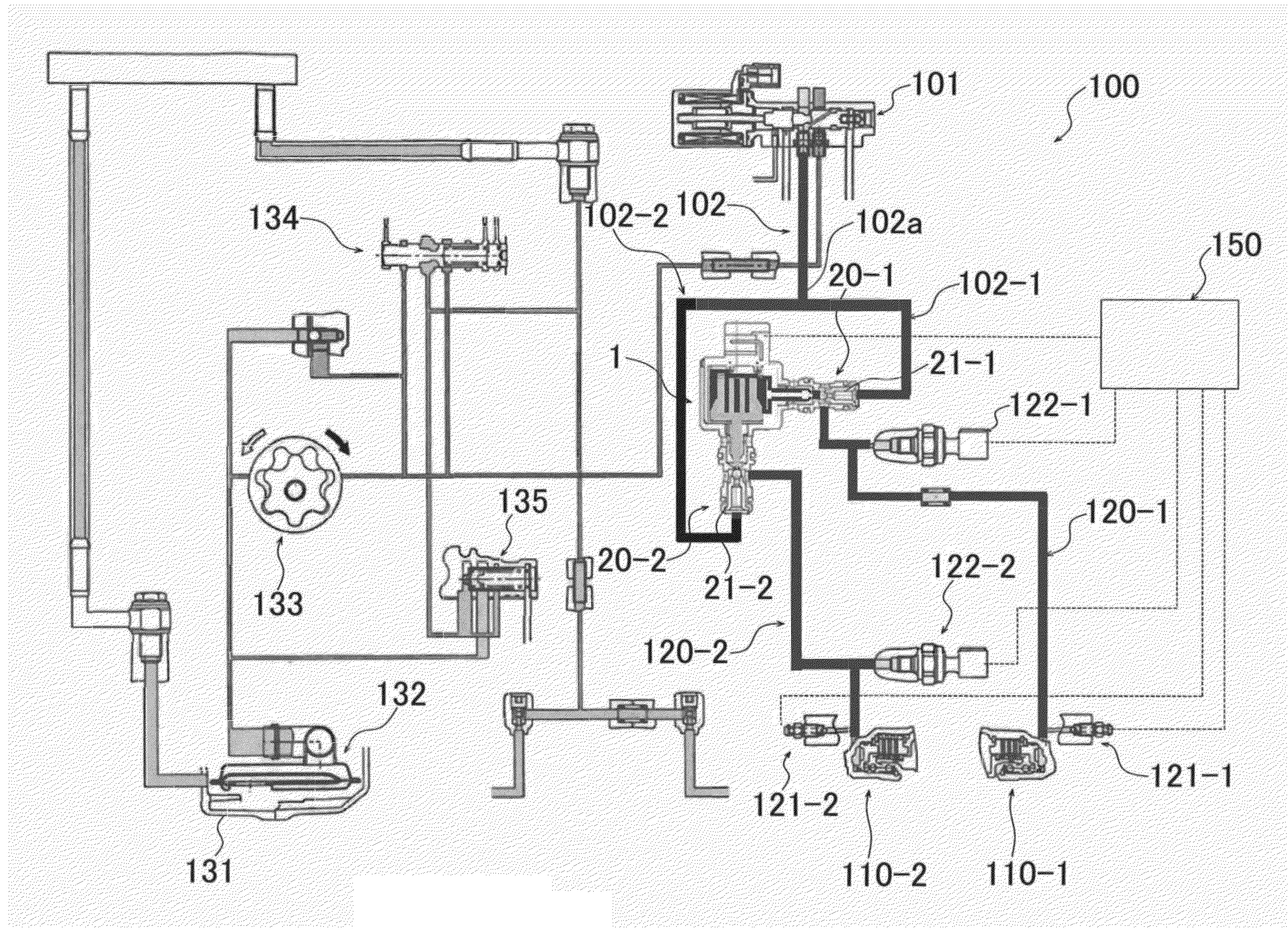 Valve device and failure detector of hydraulic circuit