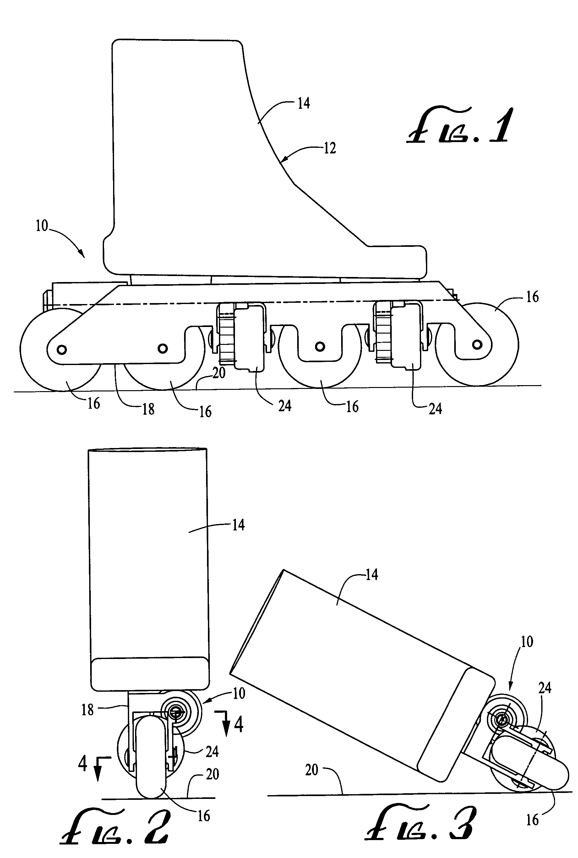 In-line roller skate braking mechanism