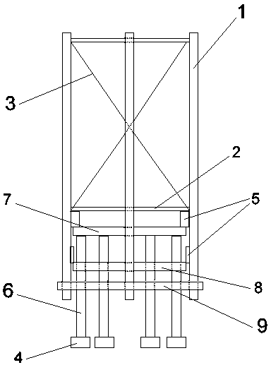 Support device of large-scale vertical axis wind turbine and wind turbine