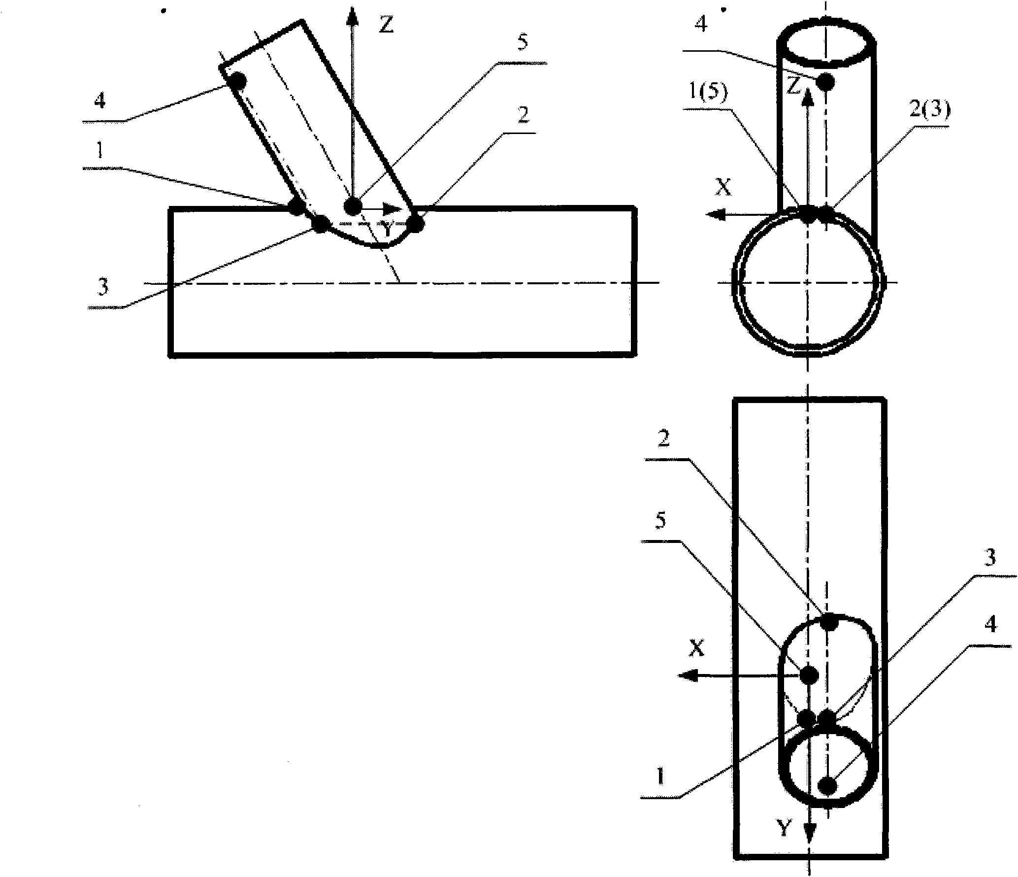 Universal arc welding robot teaching method regarding cylinder intersection welding seam