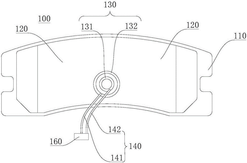 Brake pad and thickness detection method
