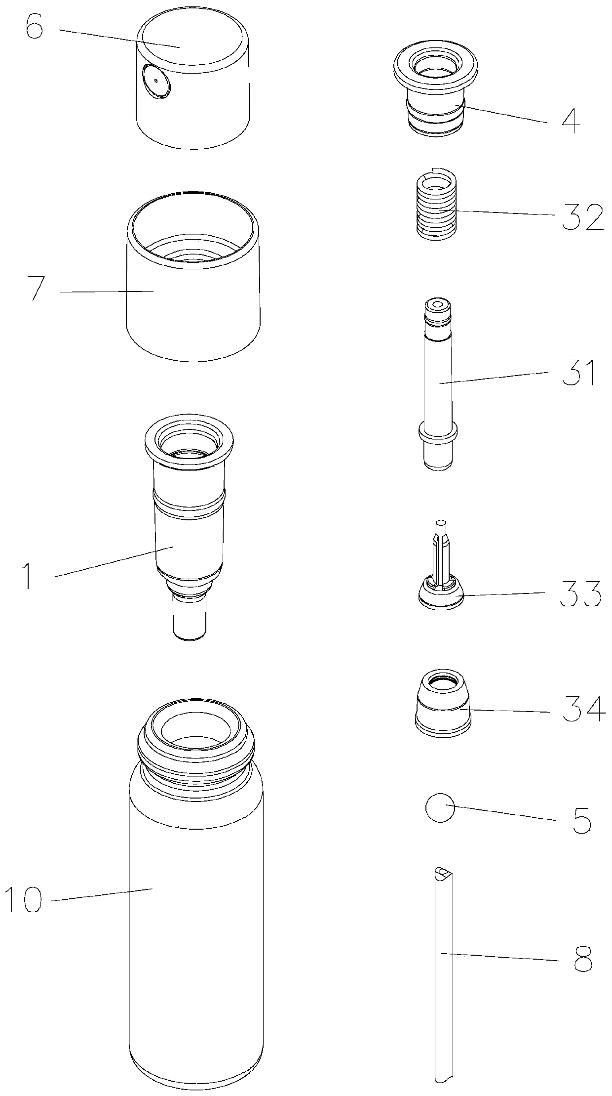 Mini perfume pump structure with external spring