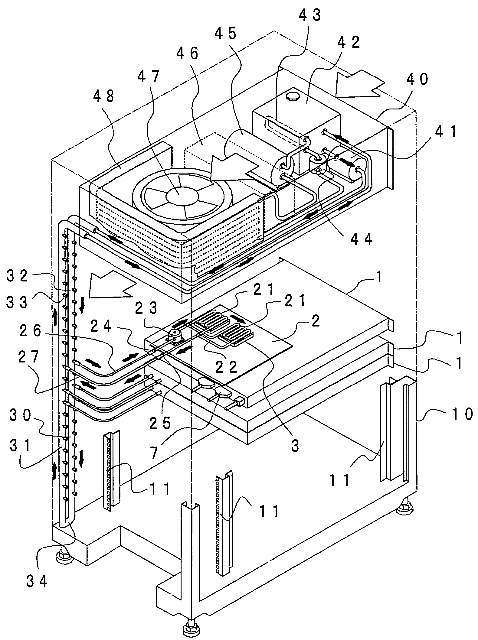 Liquid cooling system for a rack-mount server system