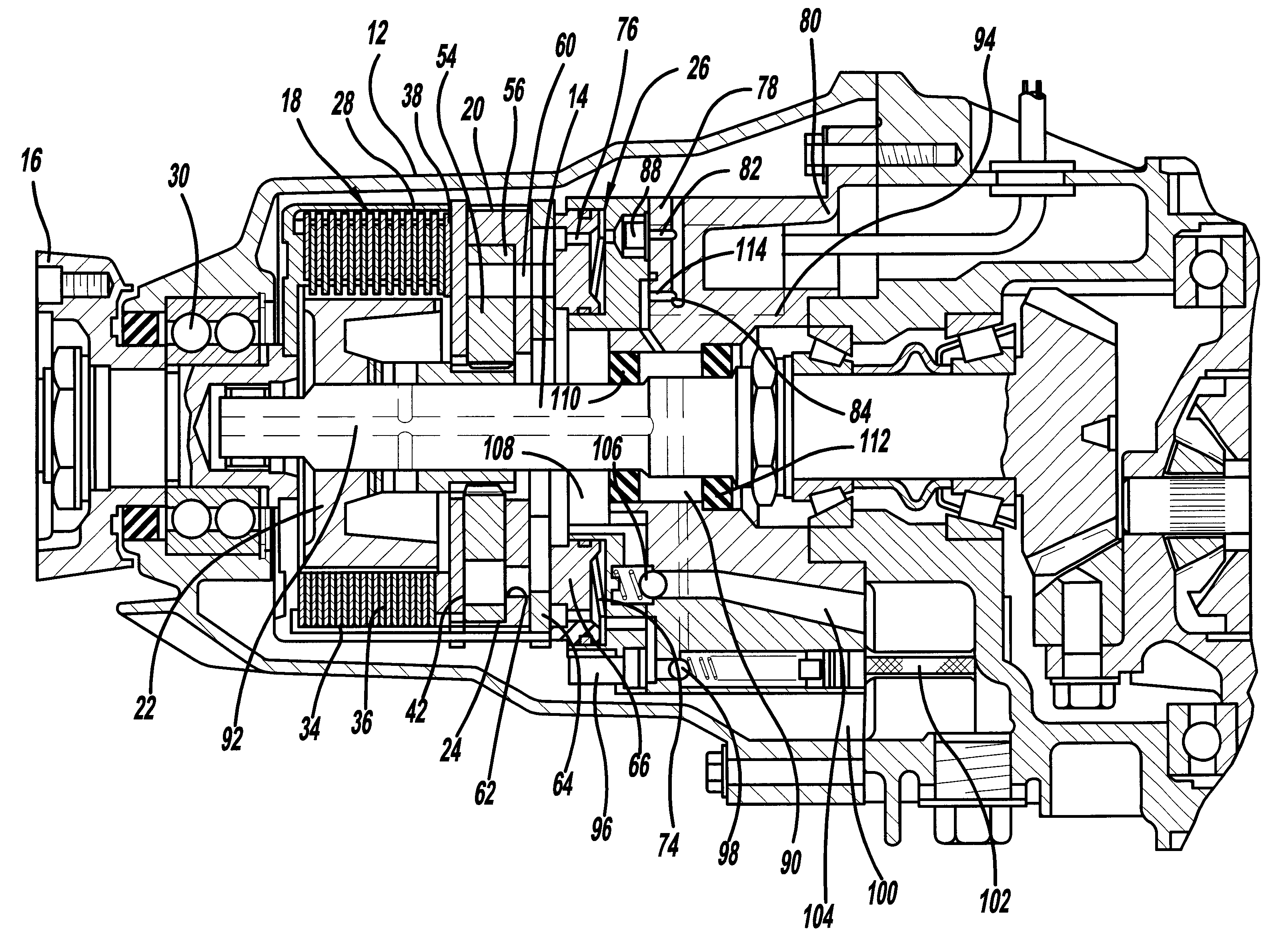 Externally controlled hydraulic torque transfer device