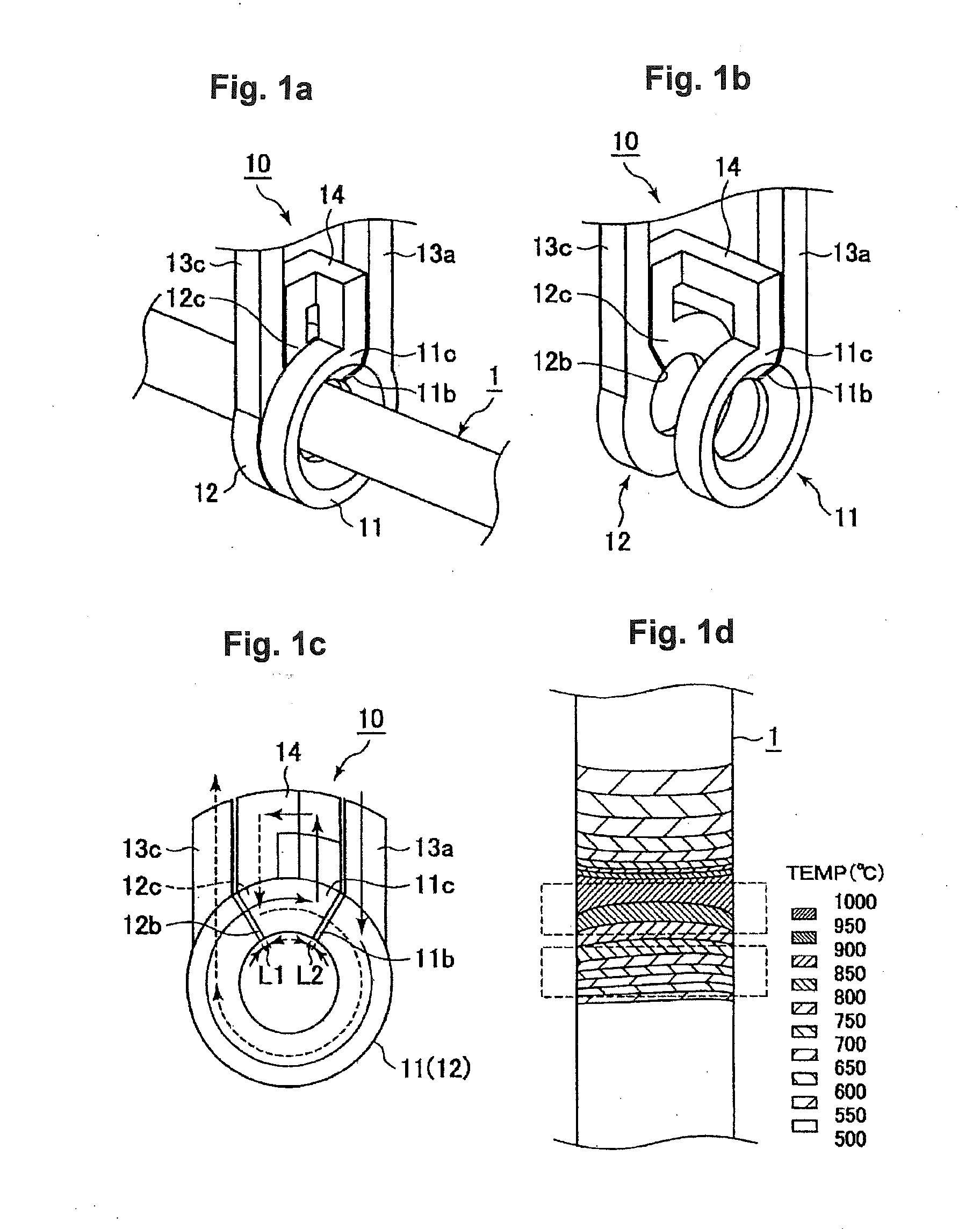 Induction heating coil, and an apparatus and method for manufacturing a worked member