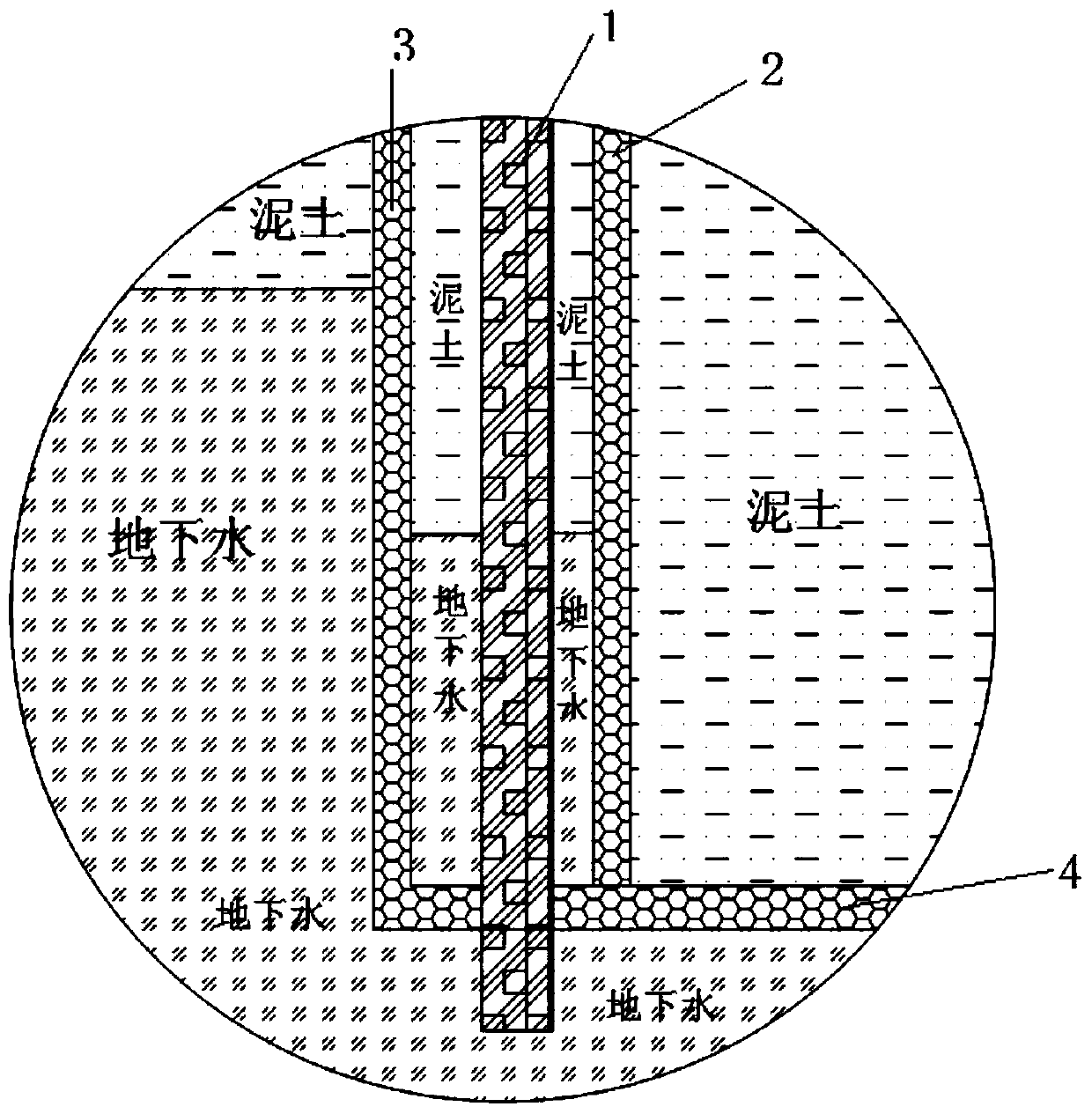Shield receiving well foundation pit excavation and supporting non-precipitation construction method