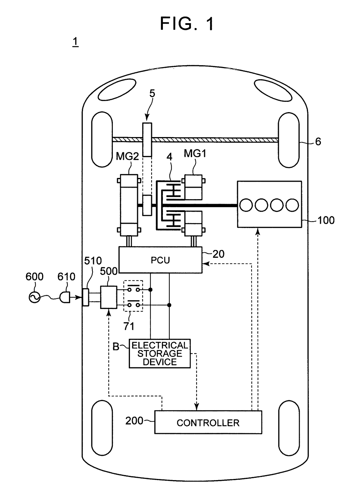 Hybrid vehicle, controller for hybrid vehicle, and control method for hybrid vehicle with a change of the switching conditions from a depleting mode to a sustaining mode