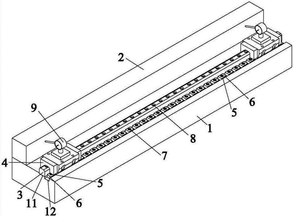 High-precision guide rail straightness calibration structure and method