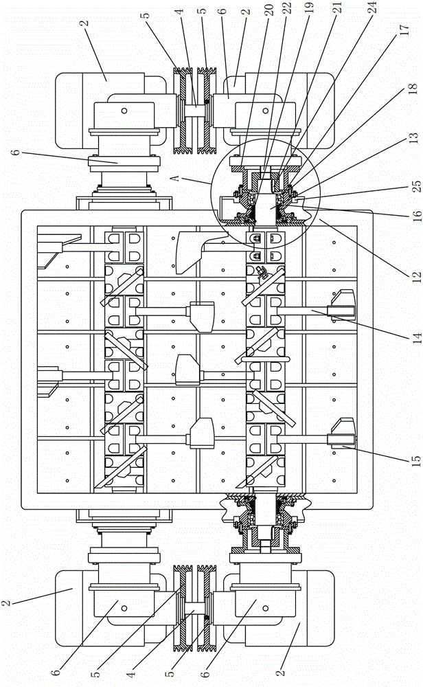 A double-end double-drive twin-shaft mixer