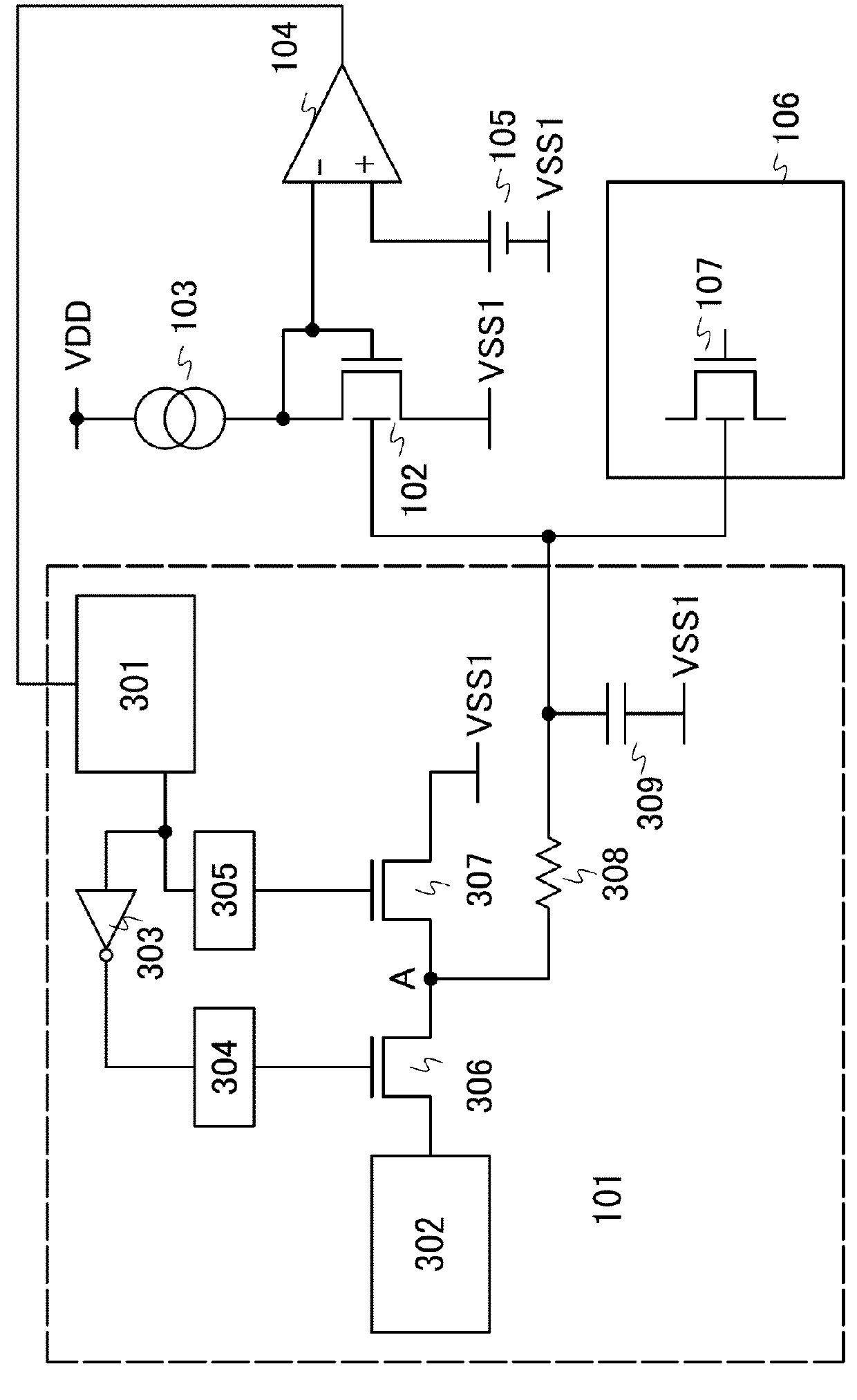 Back gate bias voltage control of oxide semiconductor transistor