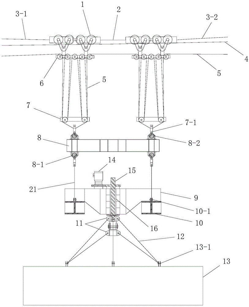 Rotary hoisting equipment for stiffening beam of suspension bridge and erecting method of stiffening beam