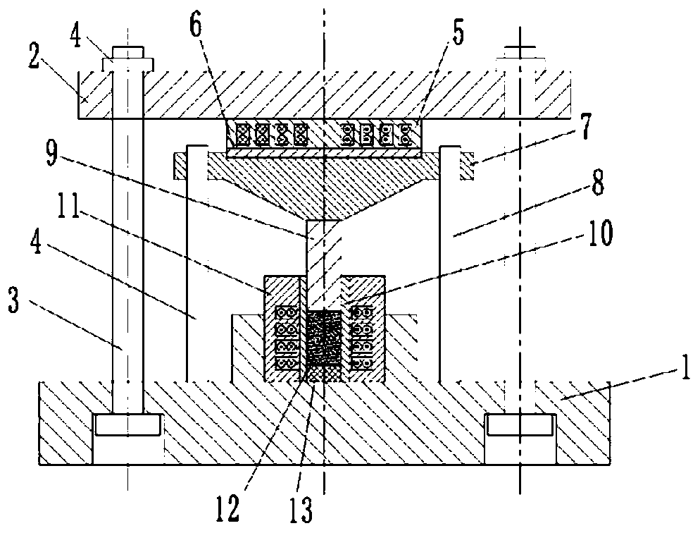 A method and device for realizing powder compaction by radial and axial electromagnetic forces