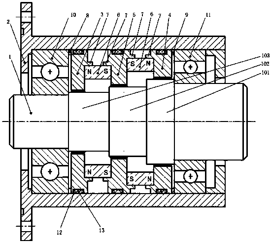 Stepped magnetofluid sealing device