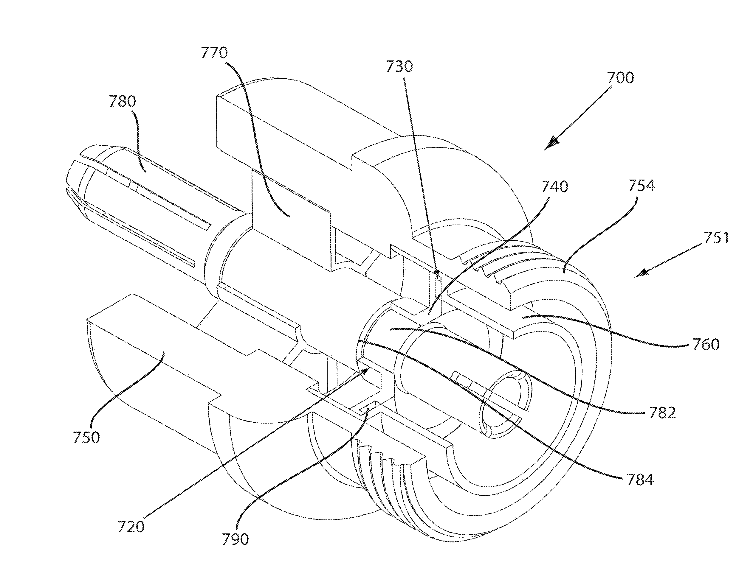 Coaxial connector with integrated molded substrate and method of use thereof