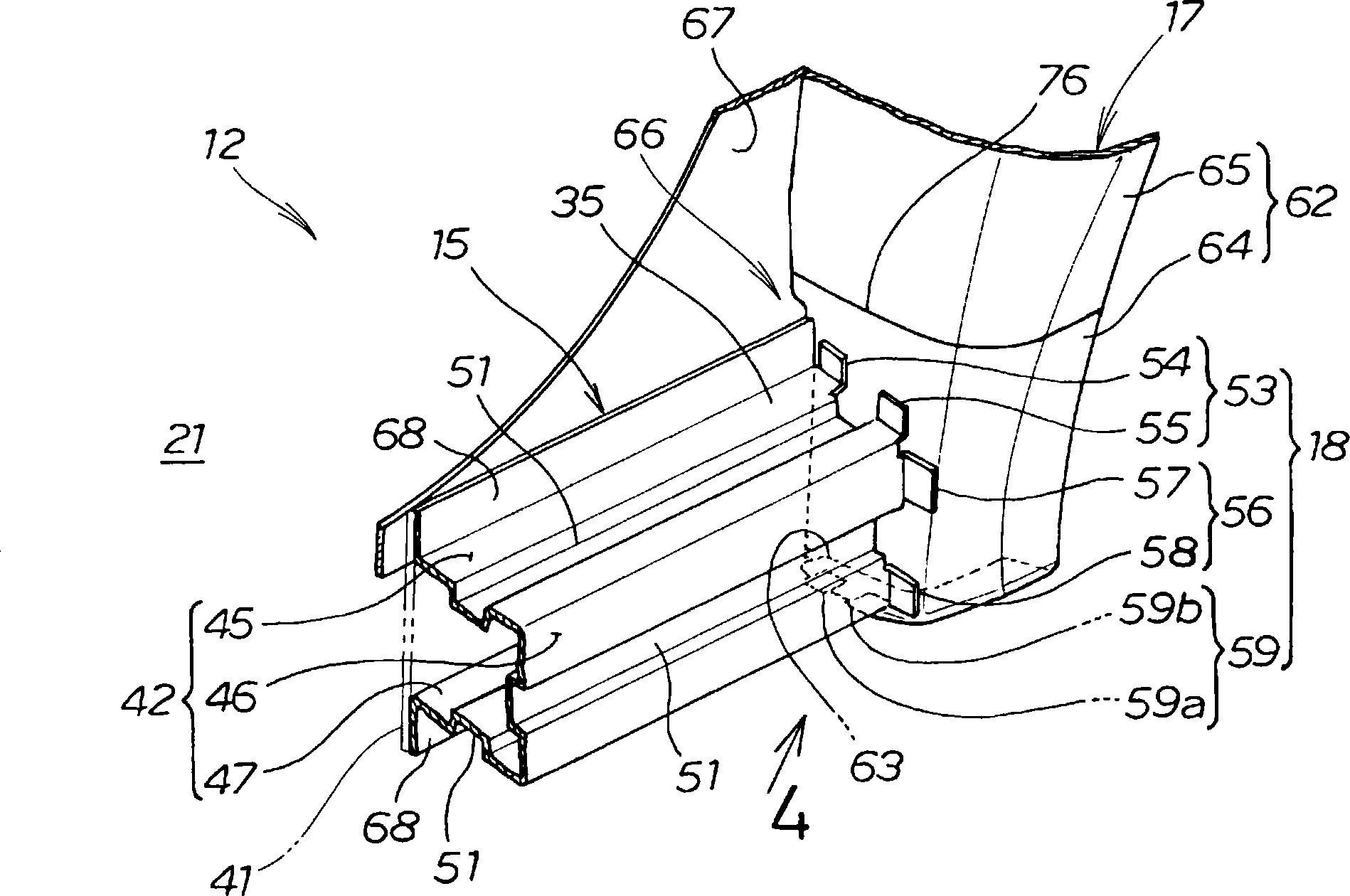Structure for side section of vehicle body