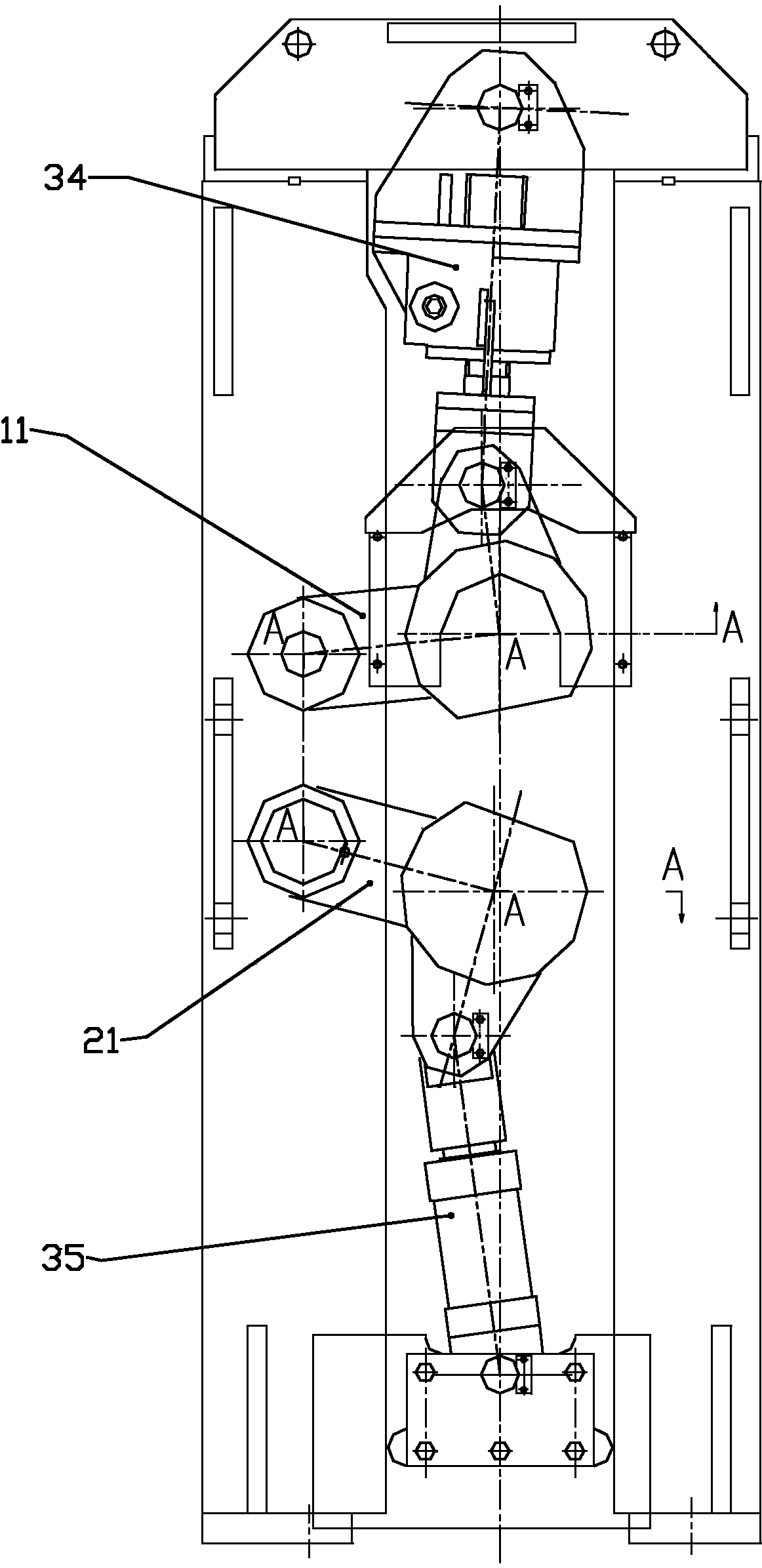 Mechanism for adjusting inclination angle of main shaft of rim roll forming machine