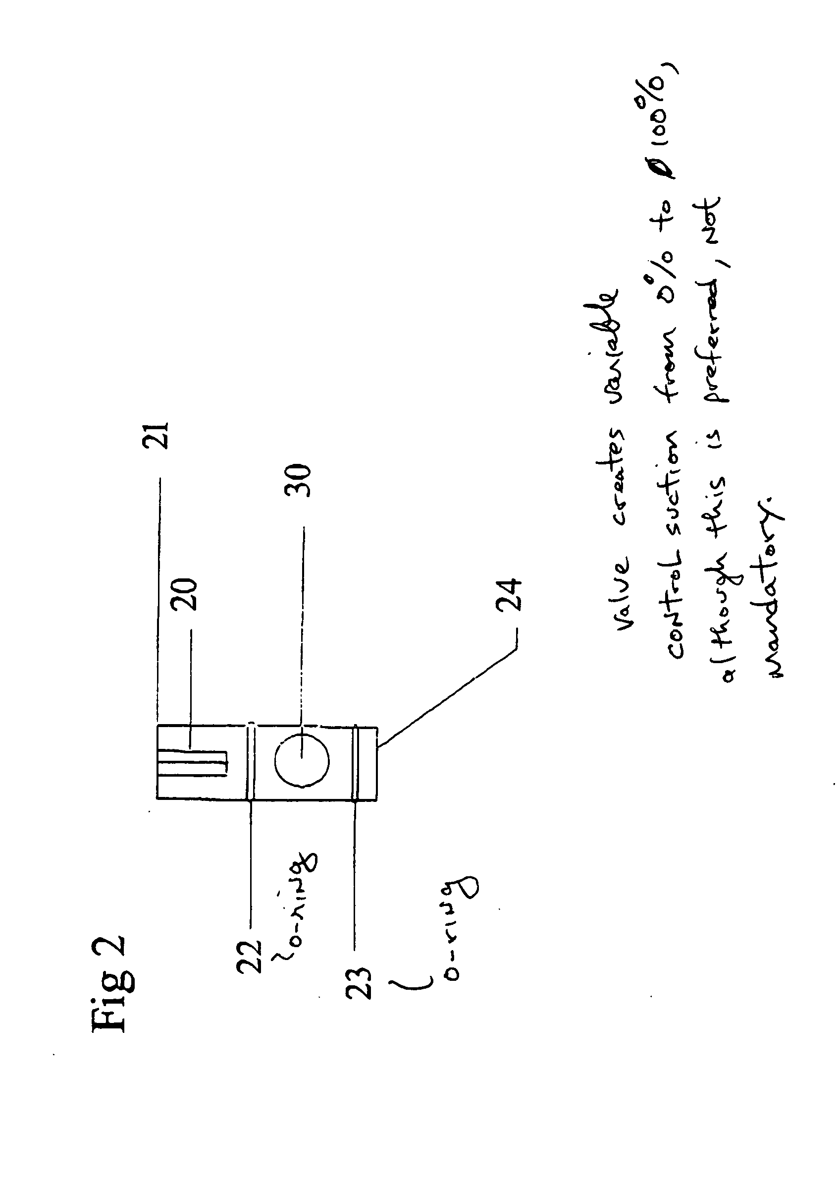 Suction hand-piece device with variable control off/on valve