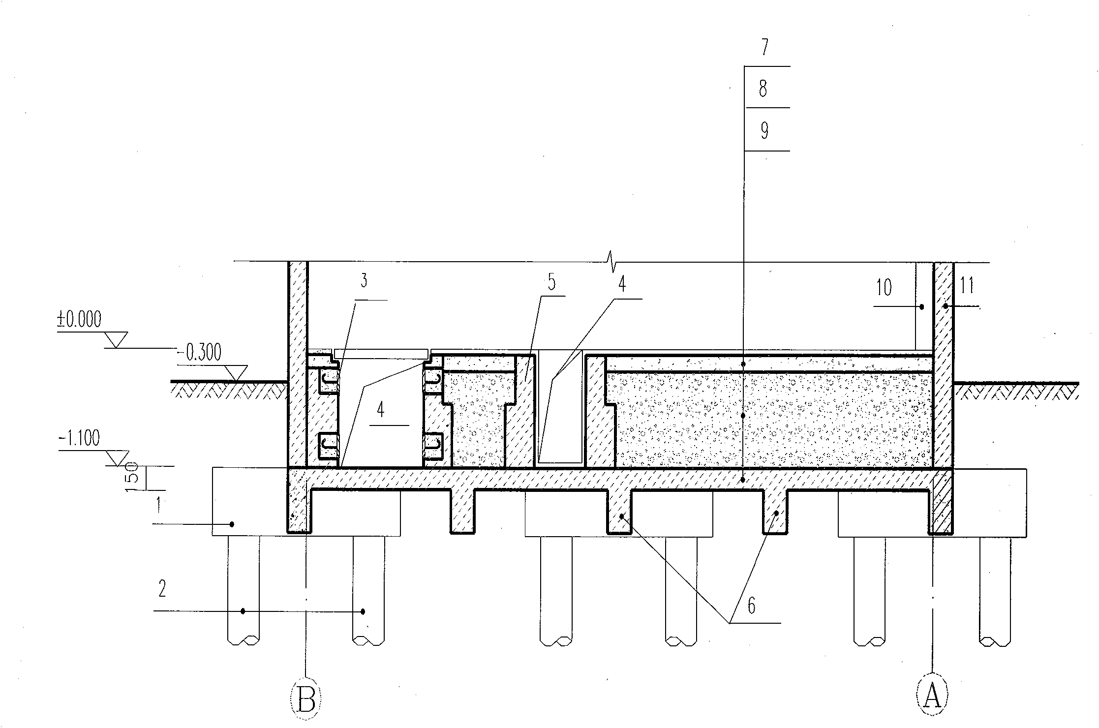 Method for treating bottom structure of building in substation