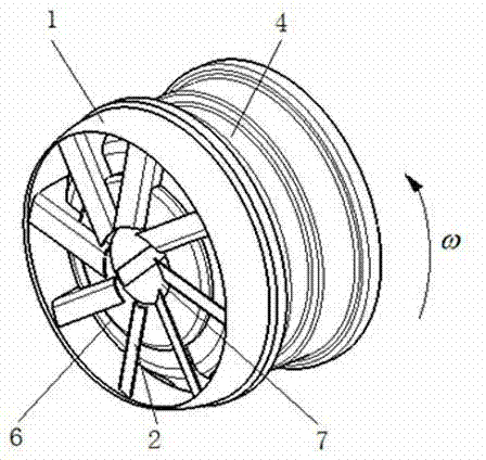 Wheel casing for forced ventilation/heat radiation to rim and brake