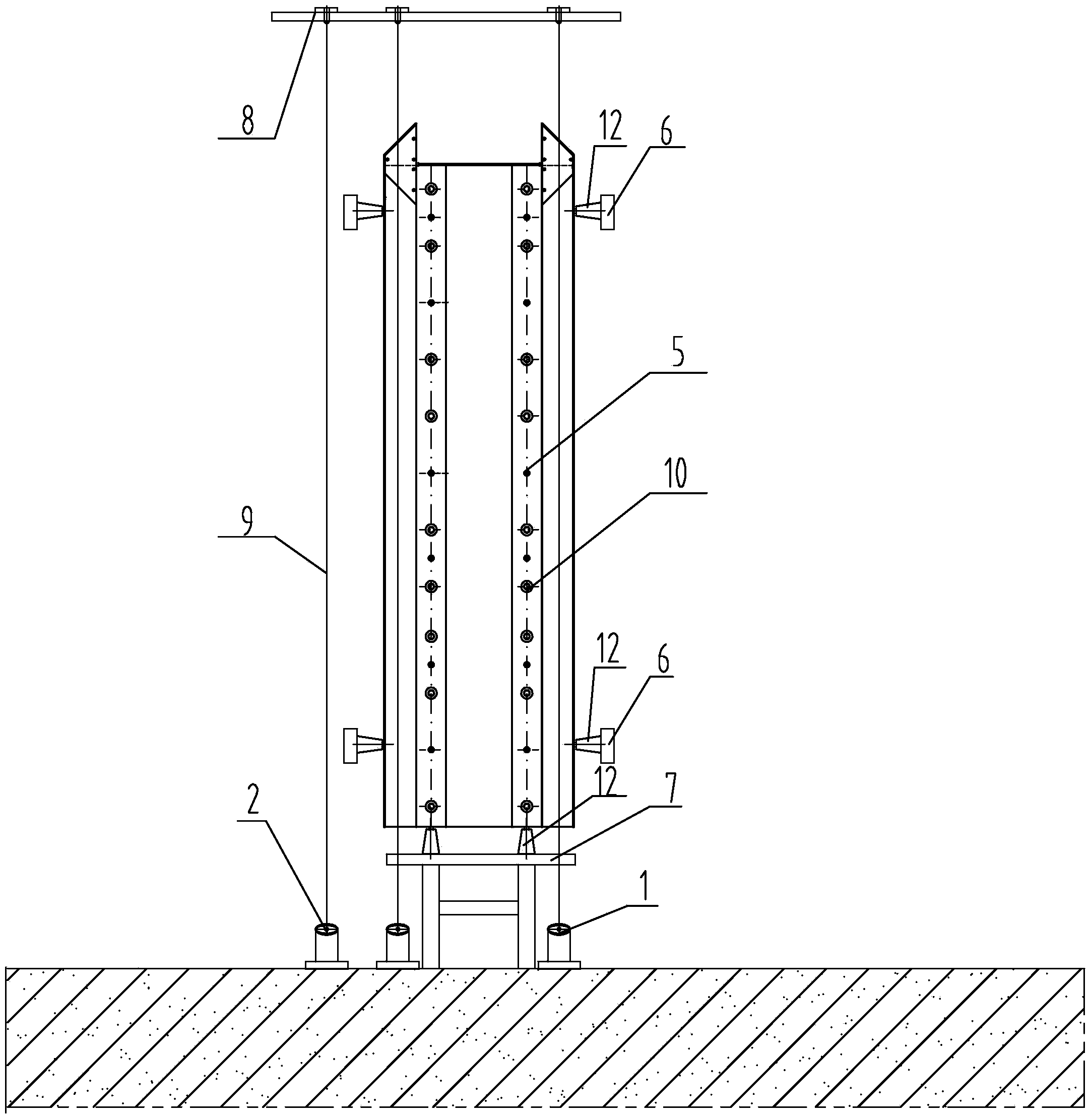 High-efficiency rack mounting method and auxiliary adjustment device of gear rack climbing type vertical ship lift
