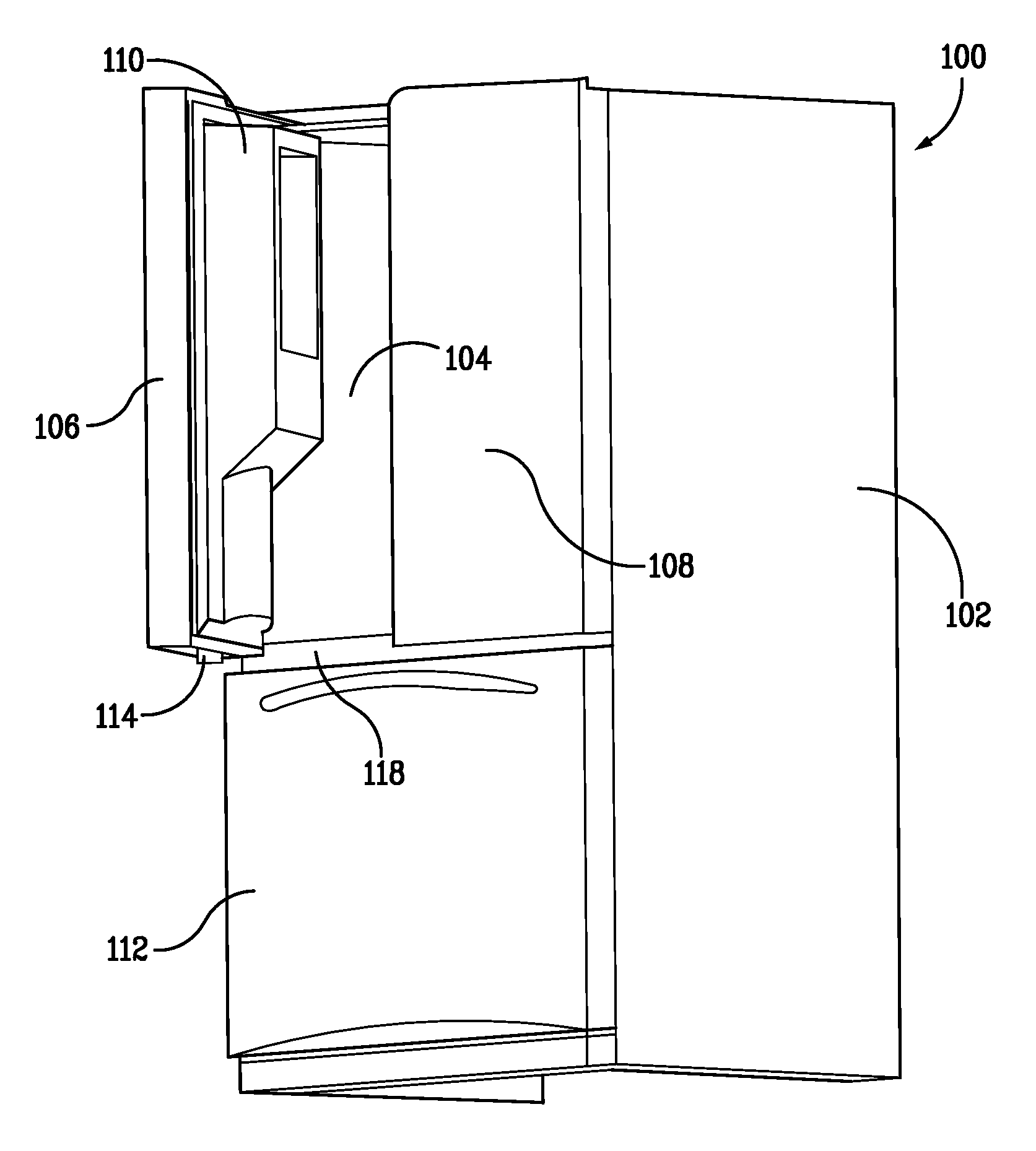 In-door fluid drainage system for a refrigerator