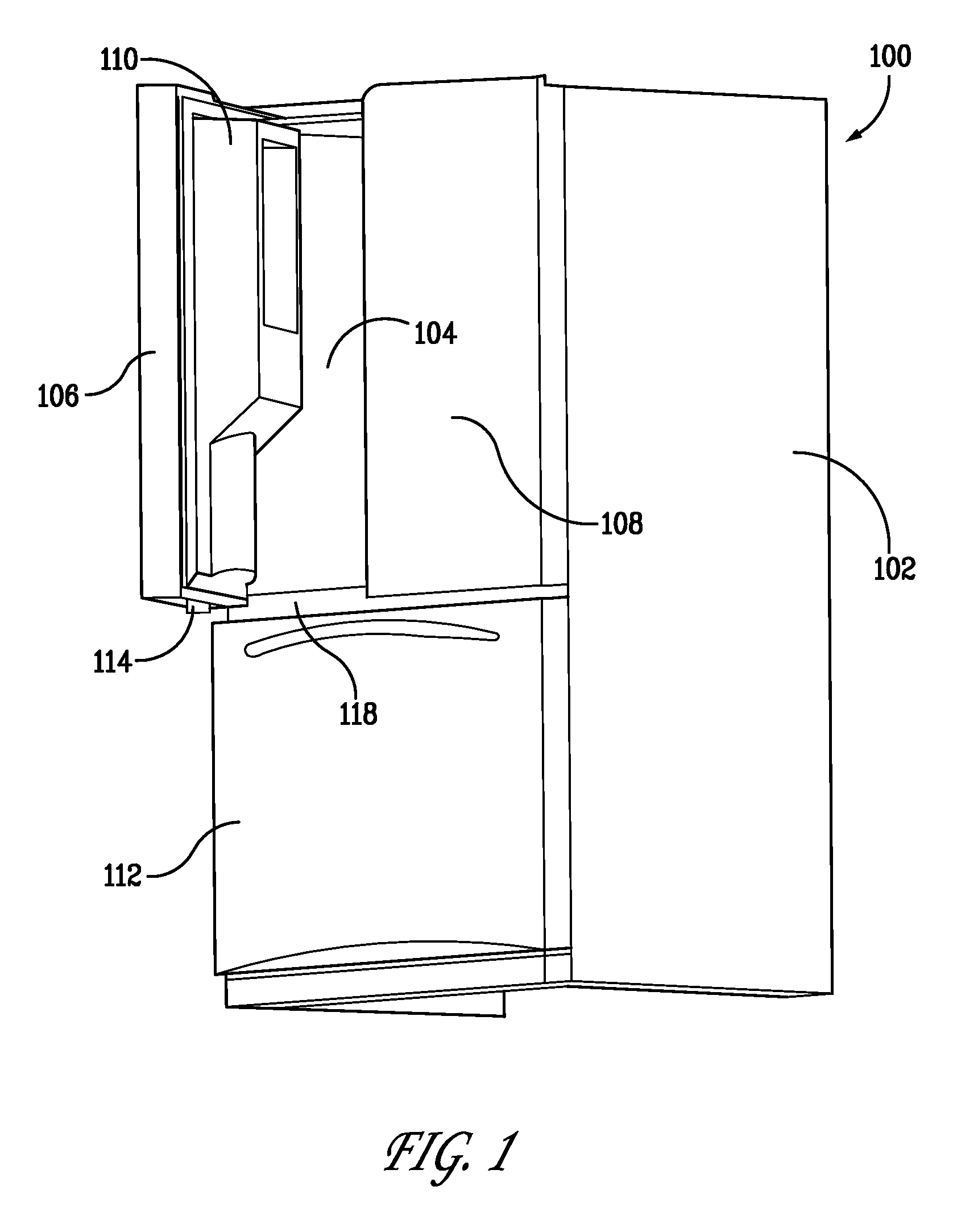 In-door fluid drainage system for a refrigerator
