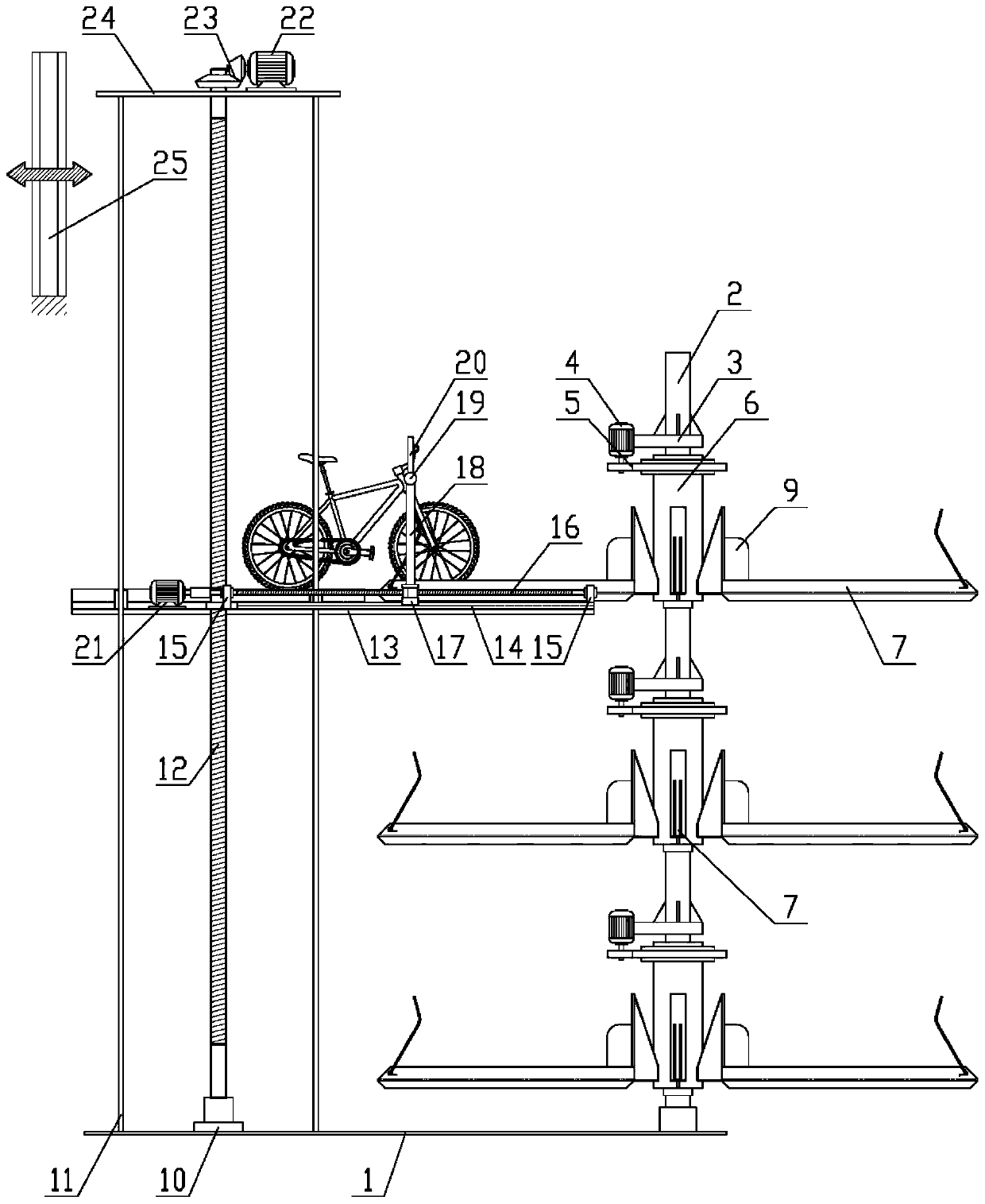 Bicycle underground three-dimensional storing and taking system