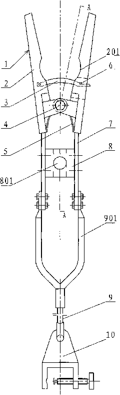Ground line device of power transmission line tower and hitching device thereof