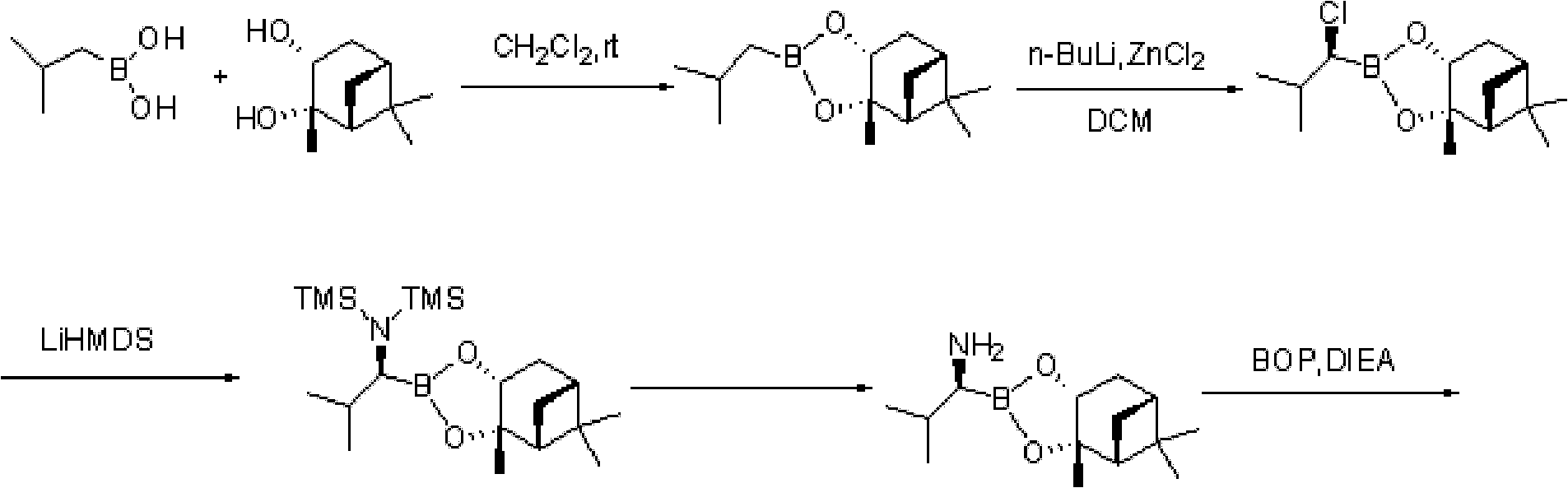 Method for preparing intermediate used for synthesizing bortezomib